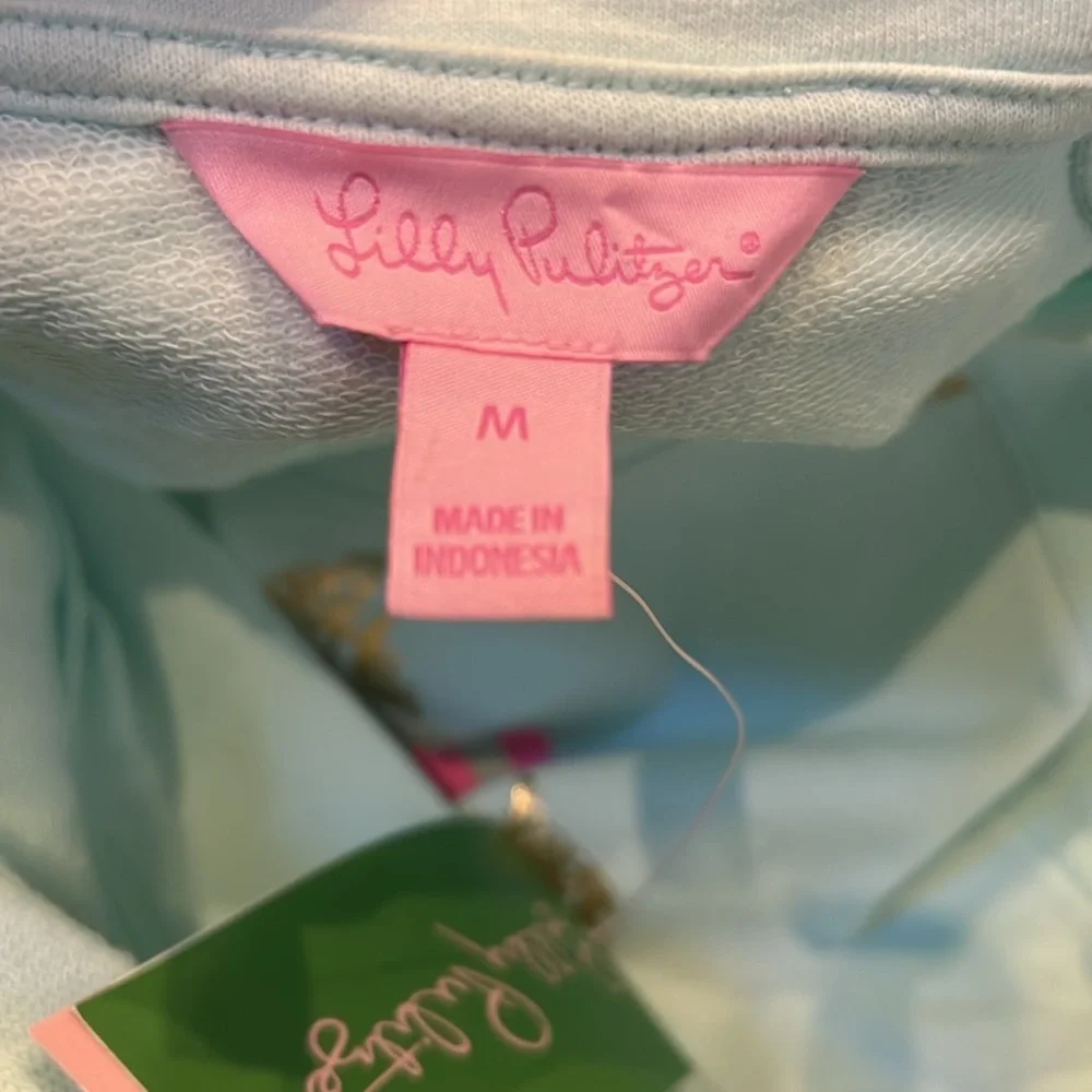 Lilly Pulitzer Braydon Pullover Pink Sunset Seas the Day Graphic Blue Size M NWT